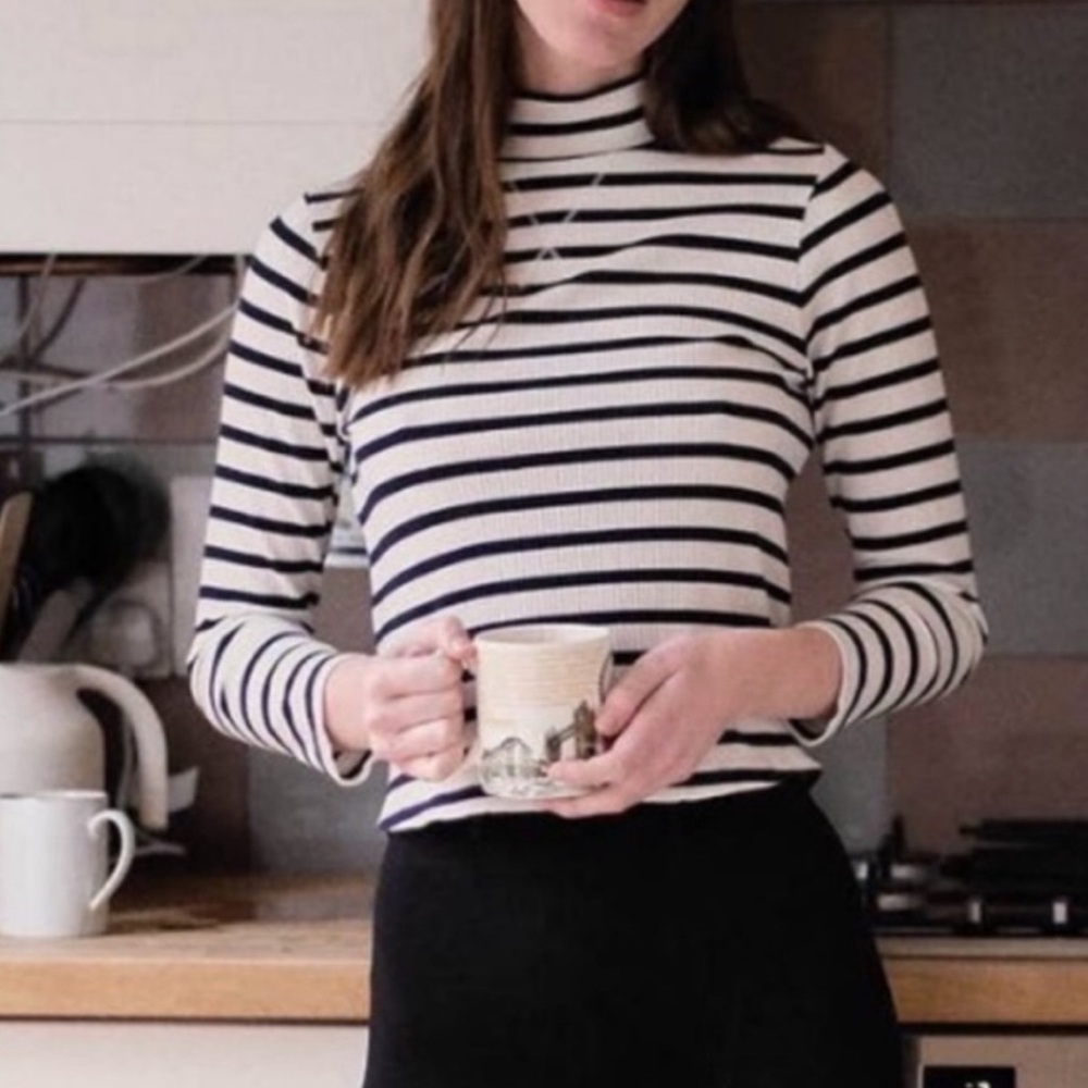 Christy Dawn Black and White Striped Long Sleeve Tee - Picture 9 of 9